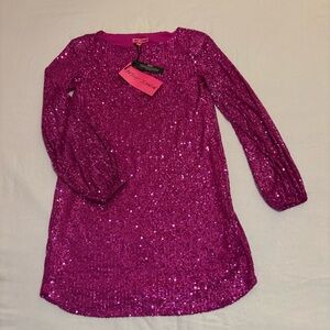 Betsey Johnson Womens Sequin Cocktail Dress Sz Sm Pink Glam Vegas New Years